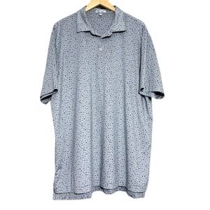 Peter Millar Summer Comfort Polo Shirt Men XL Gray Blue Southwest Cactus Skull